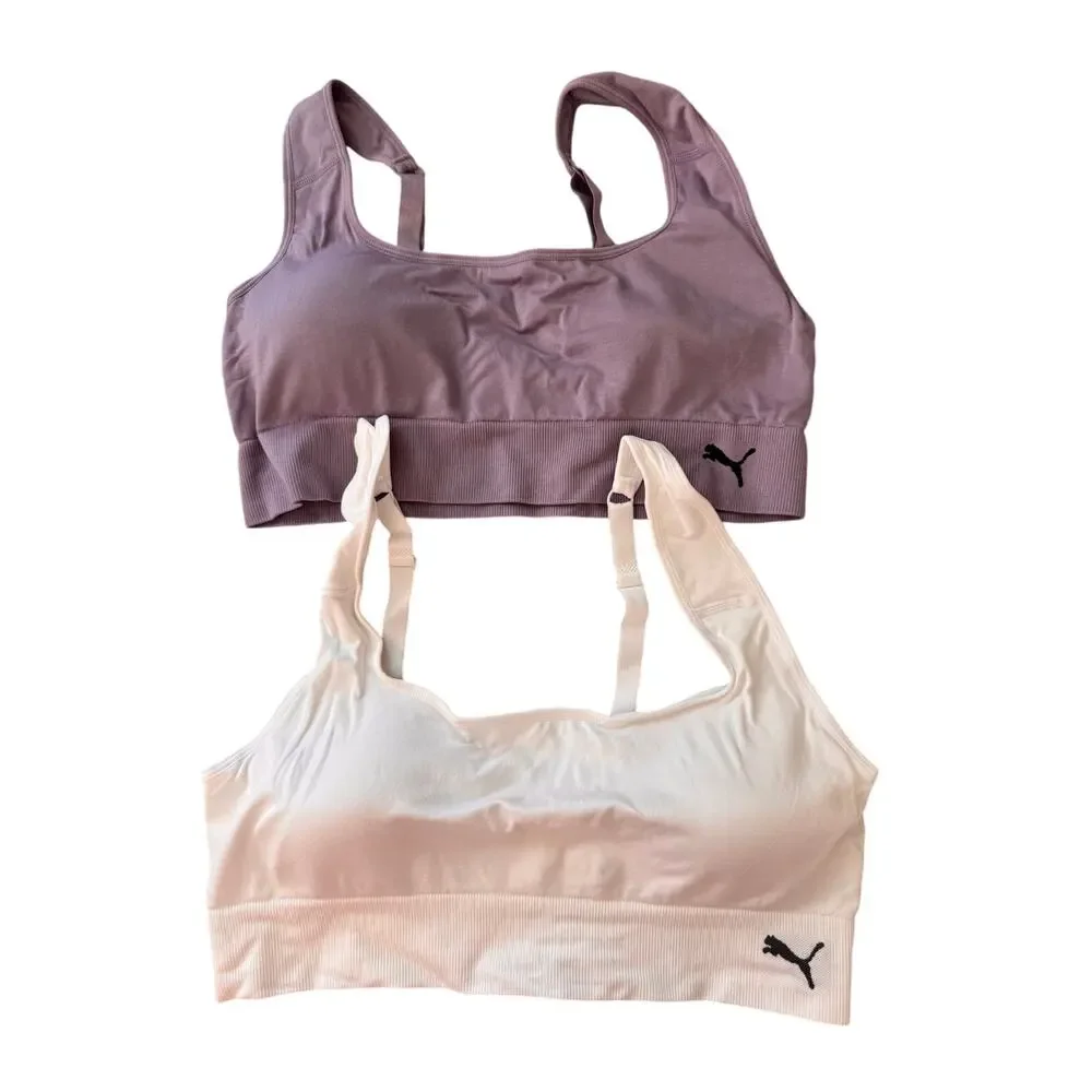 New PUMA Women's Performance Square Neck Seamless Sports Bra Pack Of 2 Size XL